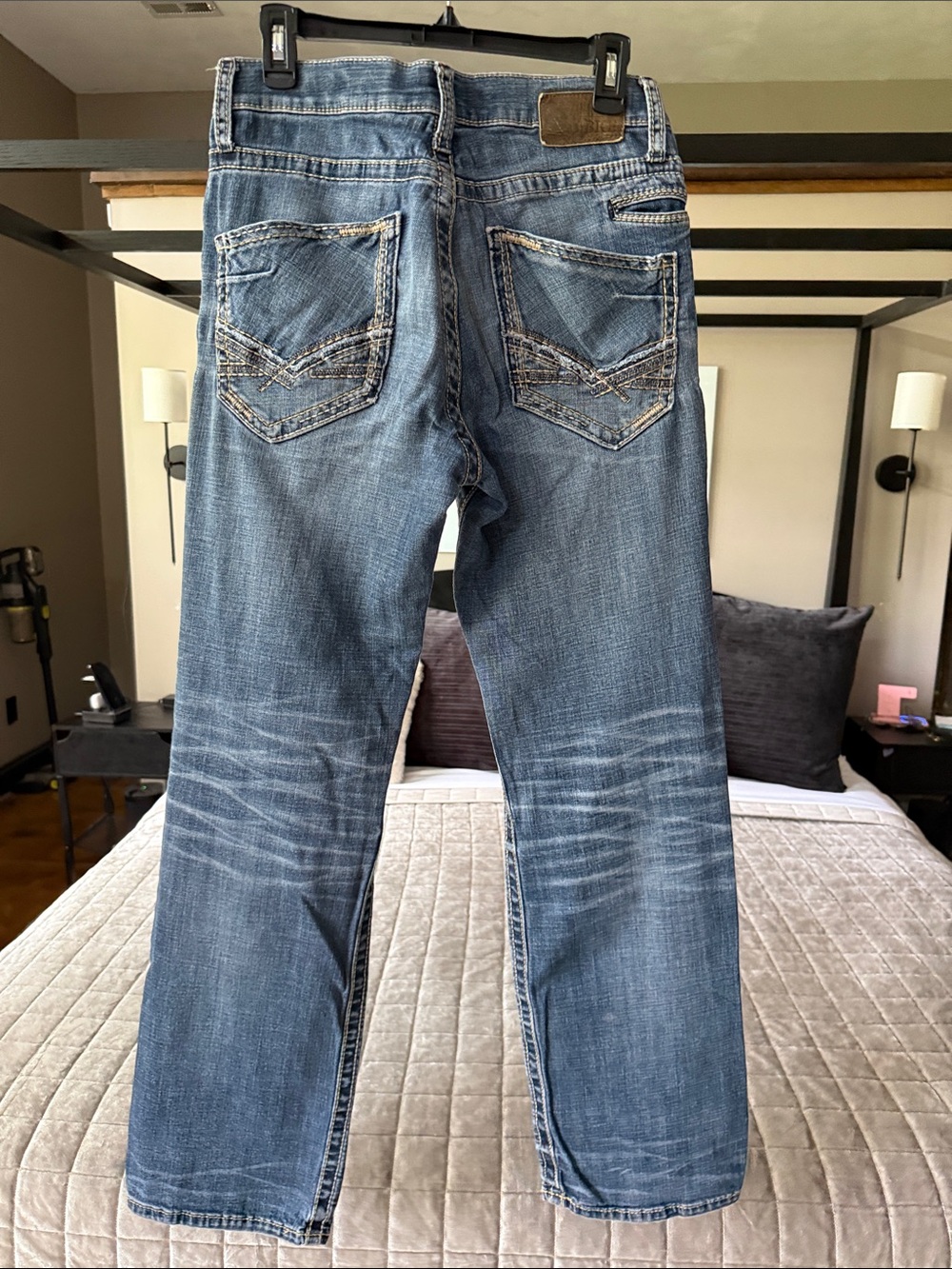 Men's Blue Washed BKE Jake Bootleg Jeans - Picture 2 of 3